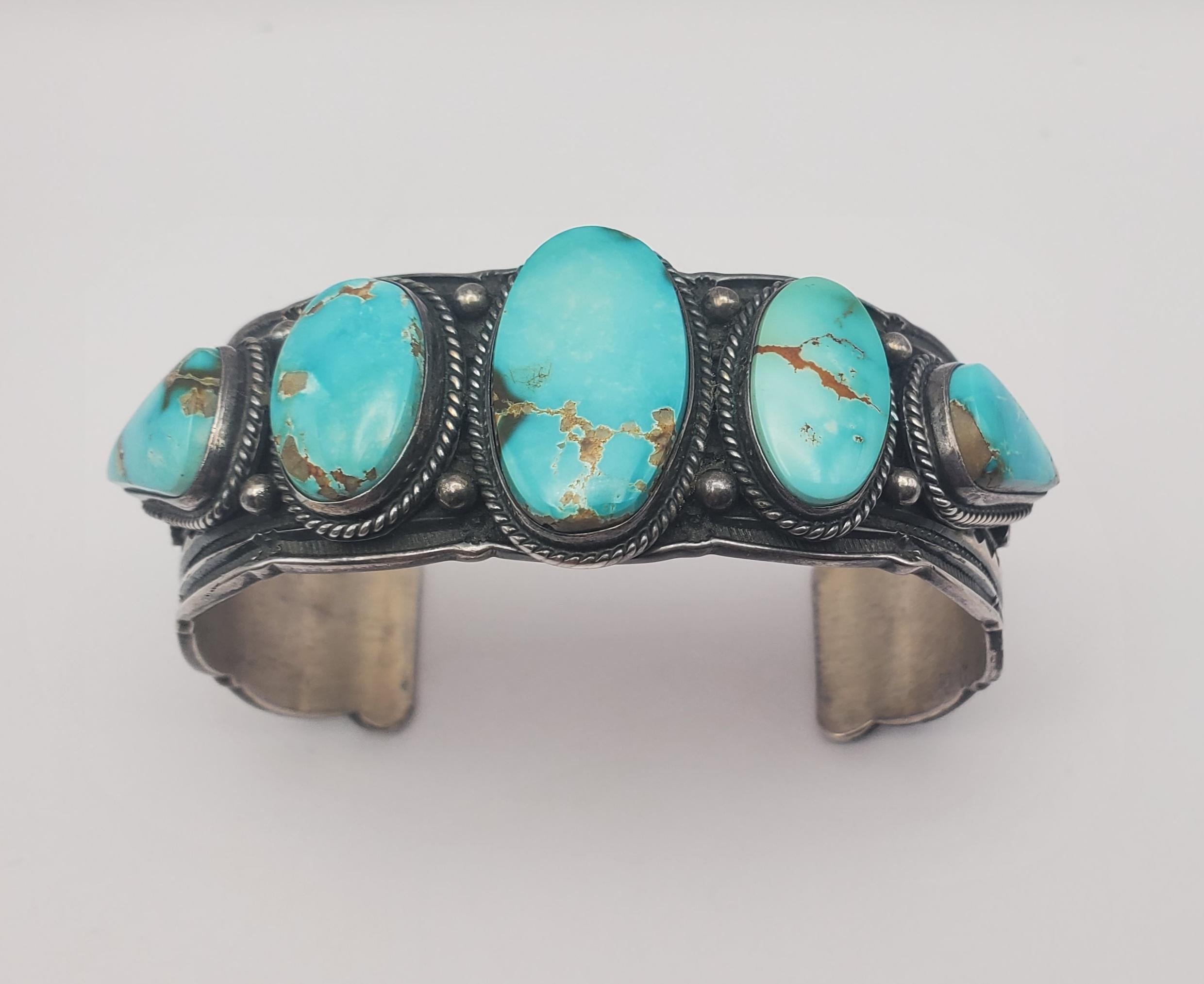 Darrell Cadman Signed Navajo Royston Turquoise Sterling Silver Cuff Bracelet 3