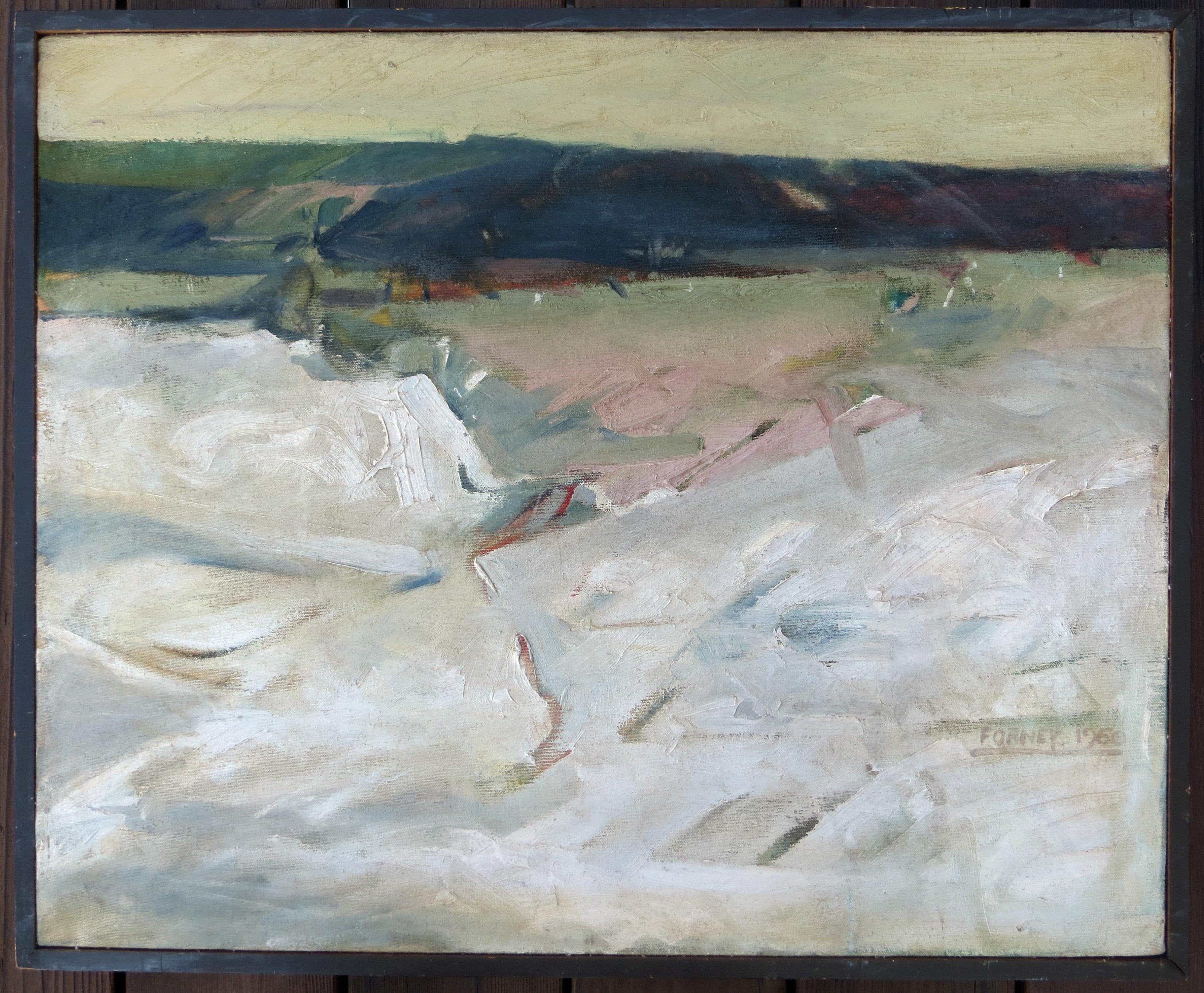 Mid Century Abstract Oil on Canvas - Bridgeport Valley, CA - Painting by Darrell Forney