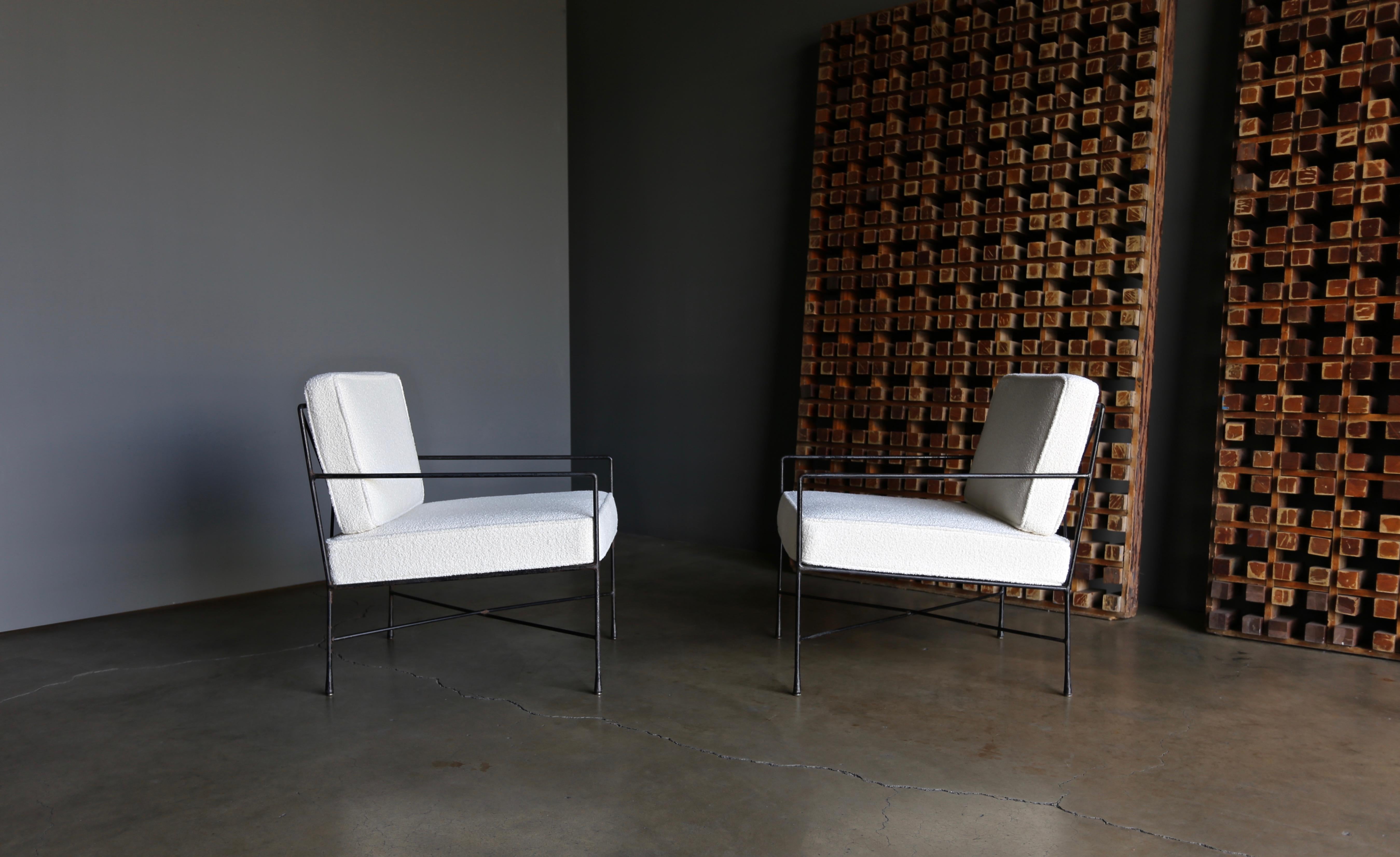 Darrell Landrum lounge chairs for Avard, circa 1954. Nice patina to the original steel frames.