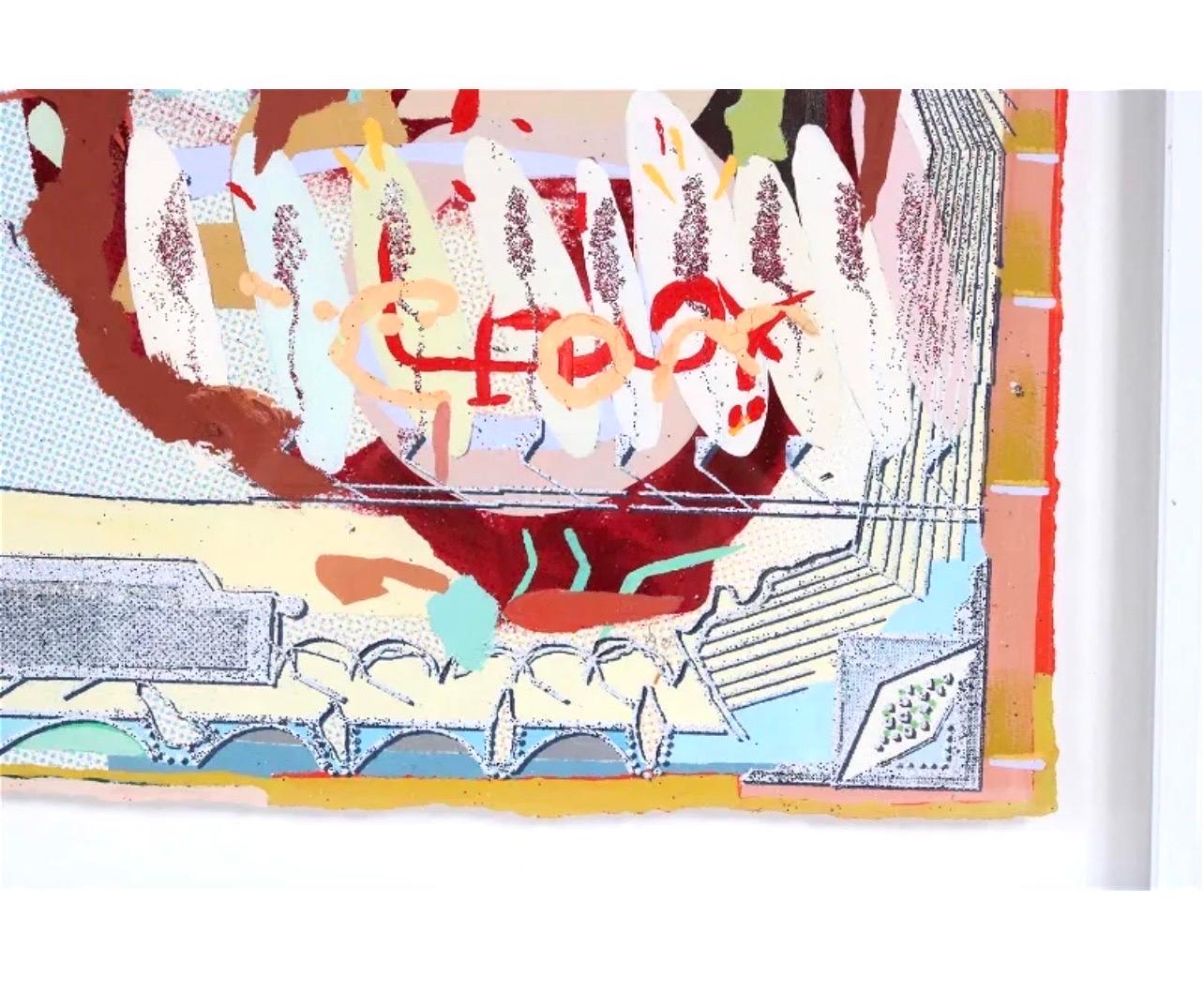 Mixed Media Painting Siebdruck, Glitter Metal Flake, Acrylfarbe Darren Goins im Angebot 1