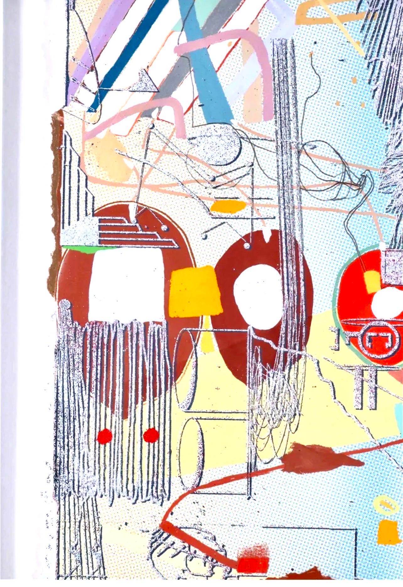 Mixed Media Painting Siebdruck, Glitter Metal Flake, Acrylfarbe Darren Goins im Angebot 3