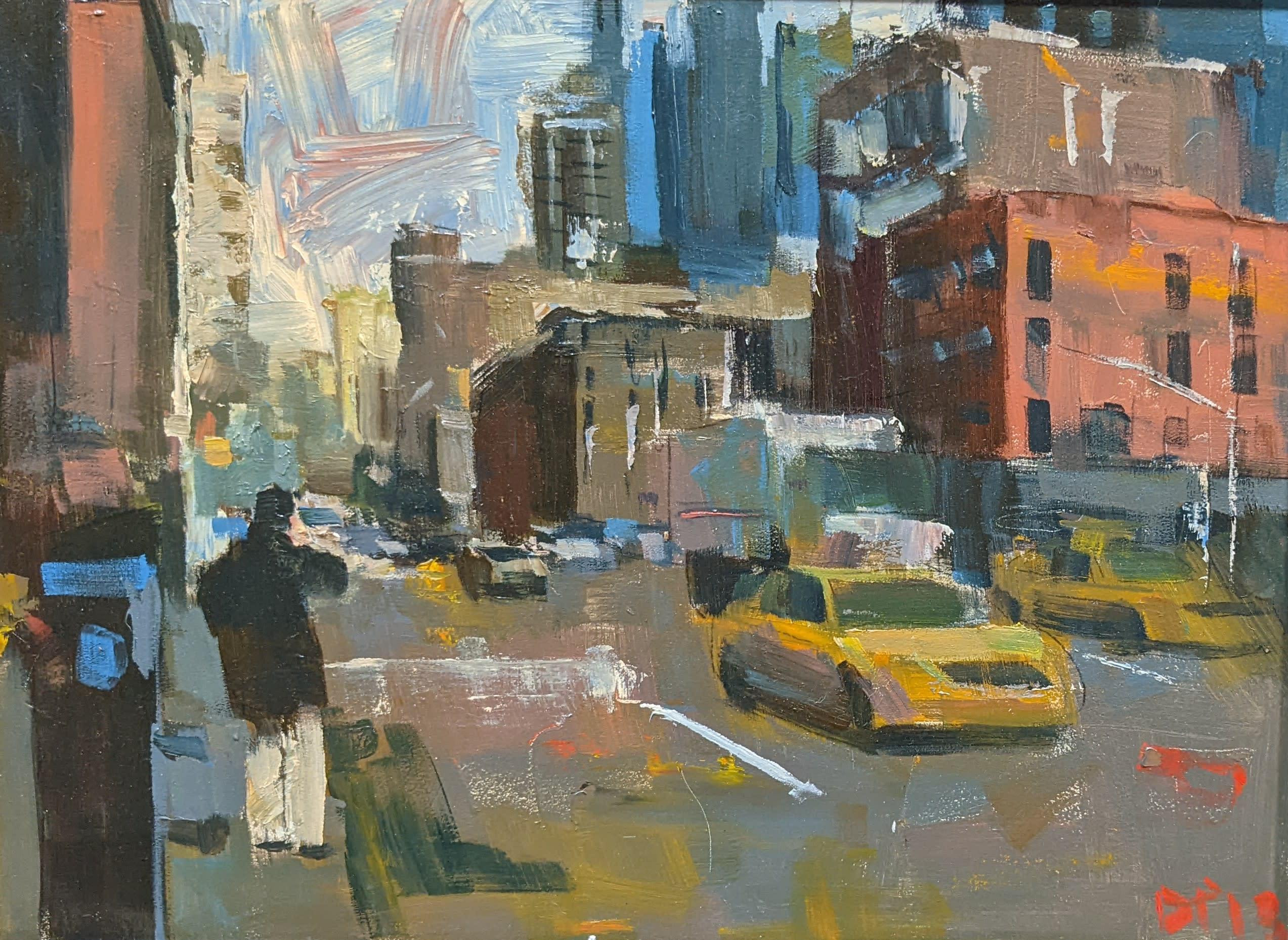 Darren Thompson Abstract Painting - Yellow Taxi