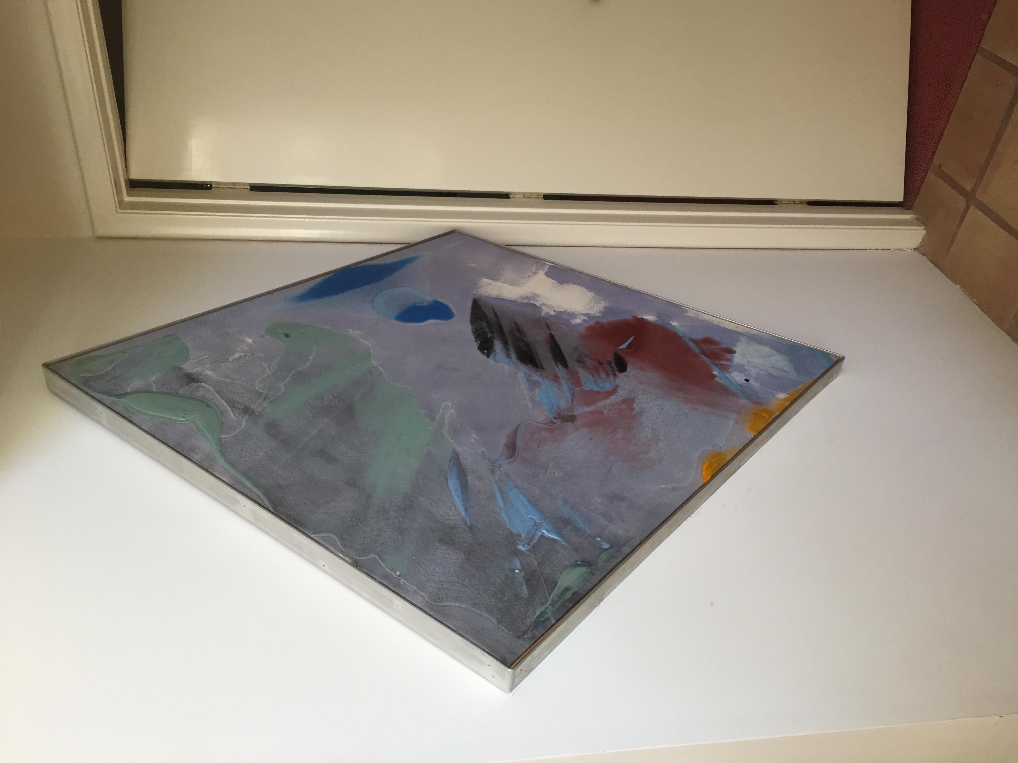 Darryl Hughto Pittura astratta a forma di diamante 1977 Blu Verde Nero Arancione Rosso in vendita 6
