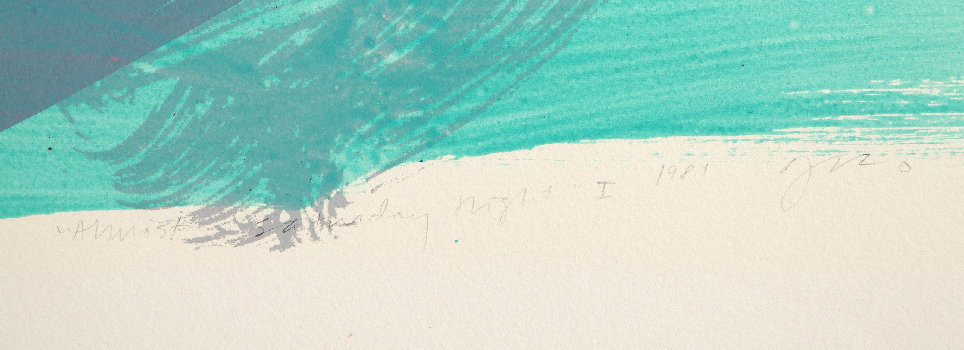 Almost Saturday Night I, Abstract Screenprint w/ Acrylic Paint by Darryl Hughto For Sale 3