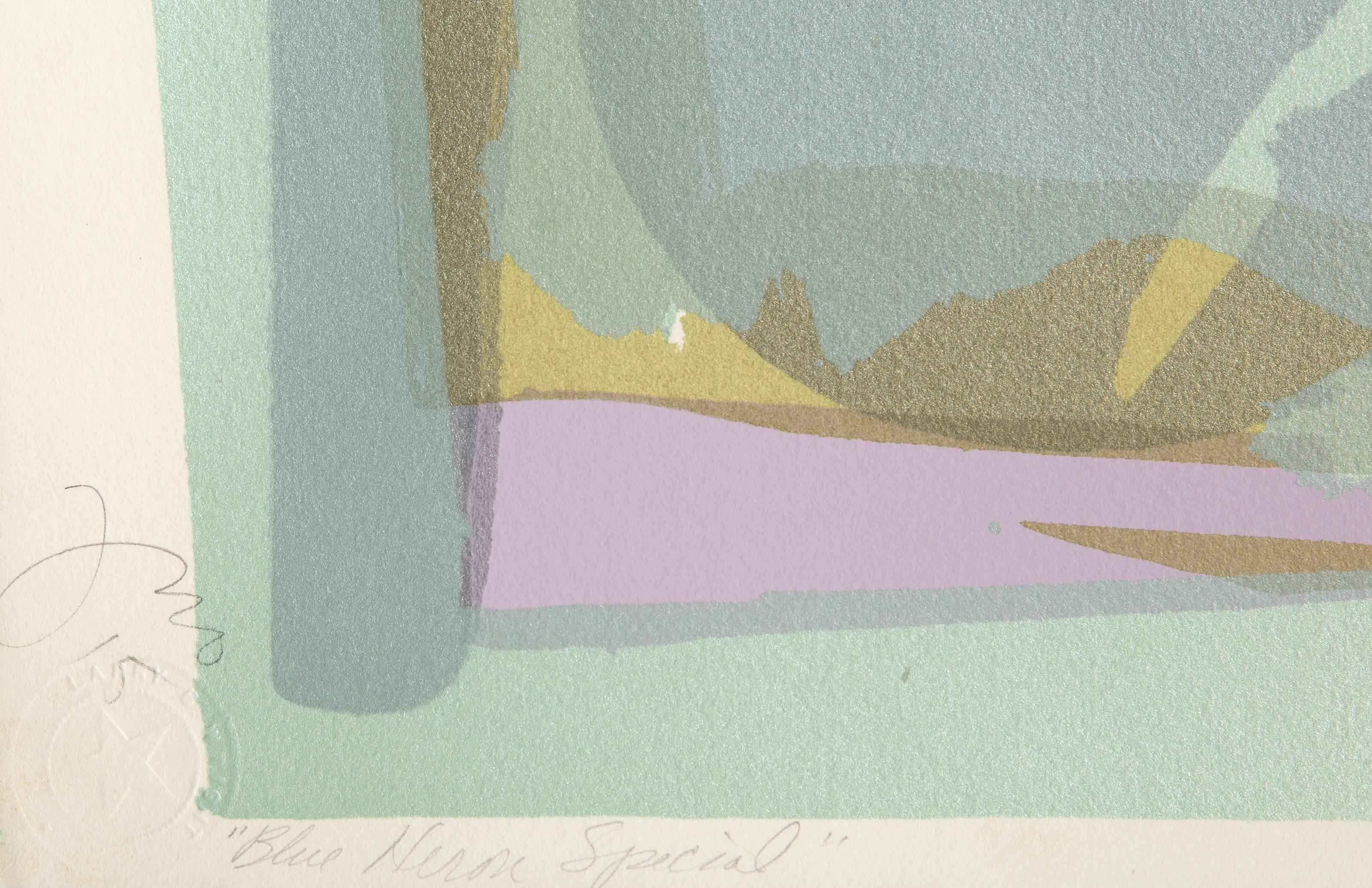 Blue Heron Special, Abstract Expressionist Screenprint by Darryl Hughto For Sale 3