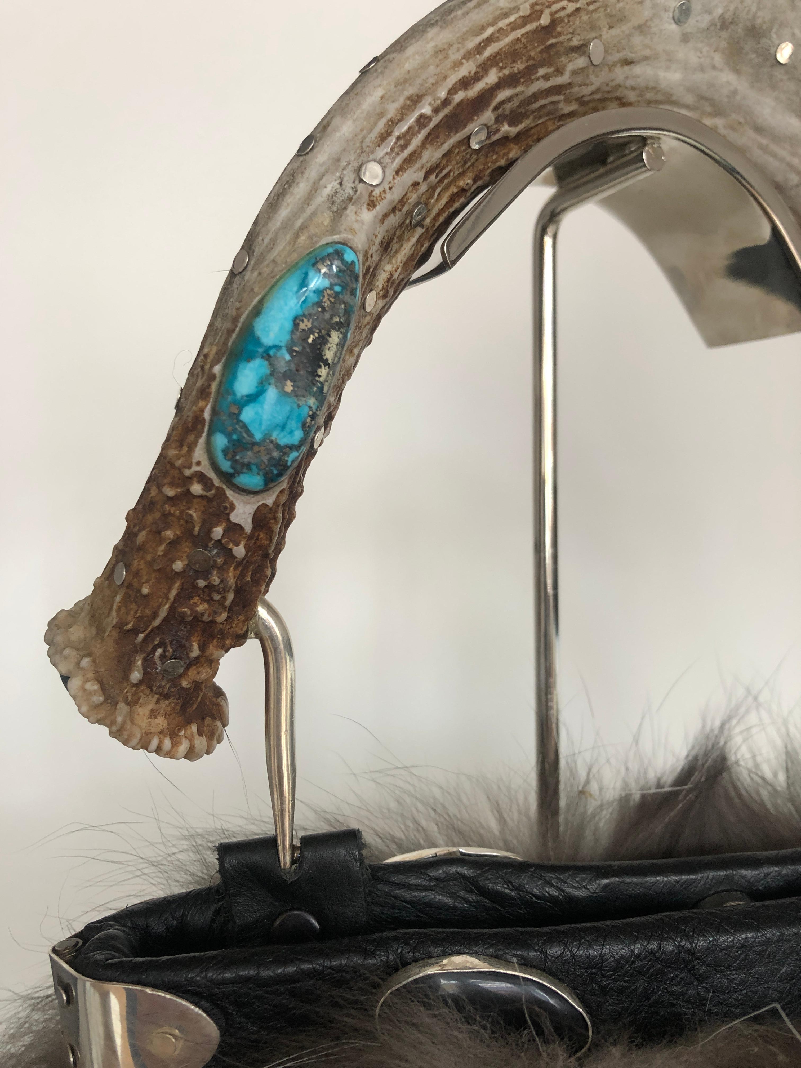 Sac à main renard argenté avec turquoise Morenci en vente 2
