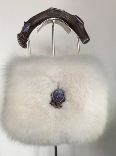 Snow Fox with Amethyst Handbag