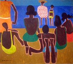 Beach (Naive Artist paints Family at the Beach in Cubist Style)
