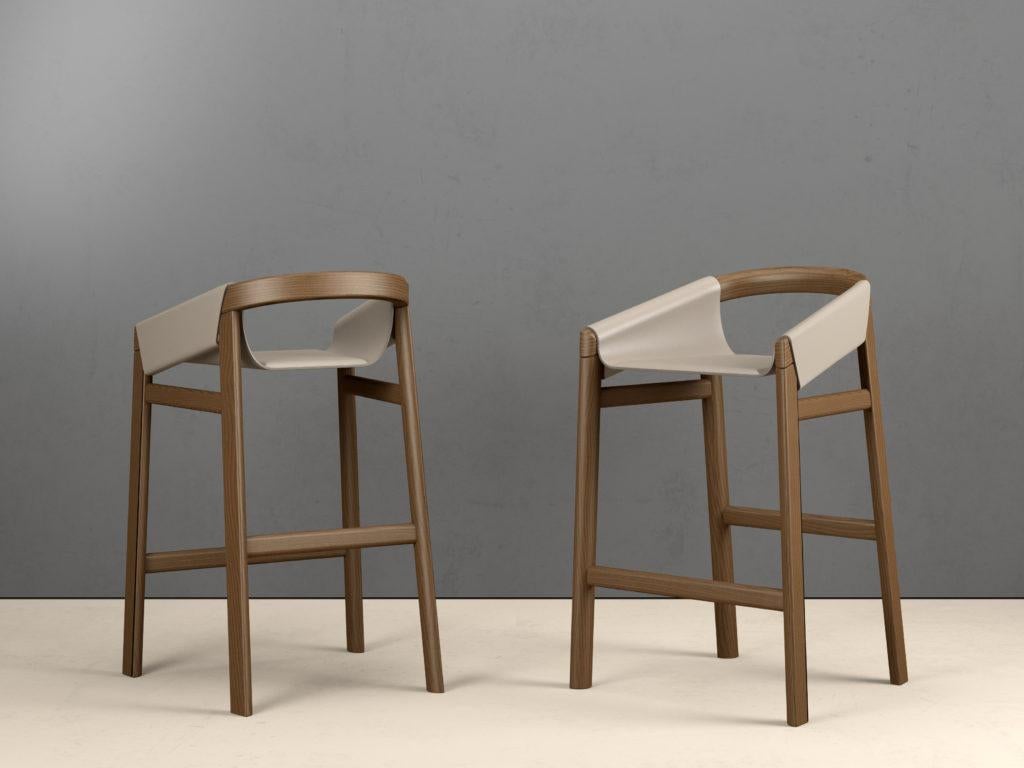 Contemporary Dartagnan Sbiancata Ash Counter Stool by Haymann Editions For Sale