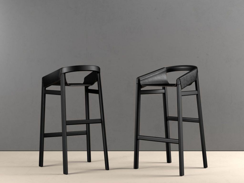 Taburete de bar Dartagnan Tinto Ebano Fresno by Haymann Editions Siglo XXI y contemporáneo en venta