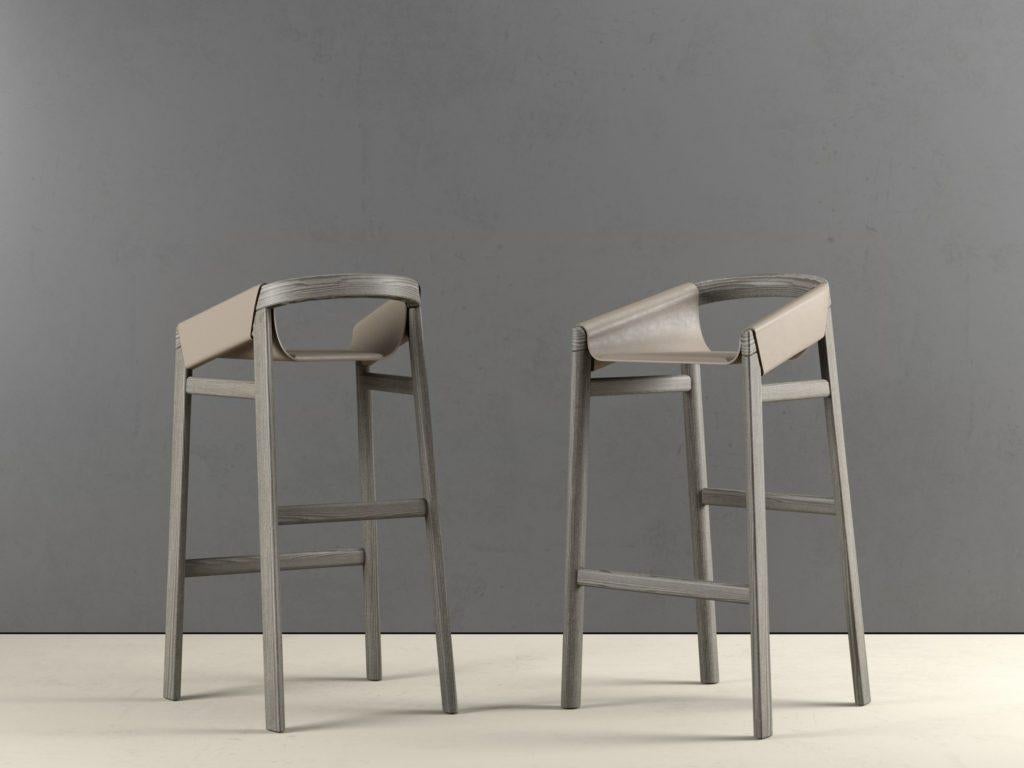 Post-Modern Dartagnan Tinto Grigio 1 Ash Bar Stool by Haymann Editions For Sale