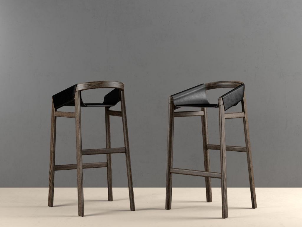 Dartagnan Tinto Grigio 3 Ash Bar Stool by Haymann Editions
Dimensions: D 53.5 x W 50.5 x H 95.5 cm.
Materials: Nero leather, Tinto Grigio 3 ash.

Available in different ash finishes and leather options. Please contact us.

With its commitment to get