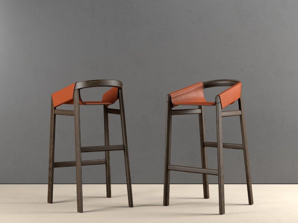 Post-Modern Dartagnan Tinto Grigio 3 Ash Bar Stool by Haymann Editions For Sale