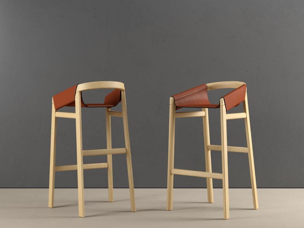 Taburete de bar Dartagnan Tinto Rovere Fresno by Haymann Editions Posmoderno en venta