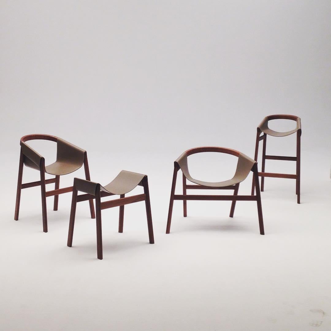 French Dartagnan Tinto Rovere Ash Stool by Haymann Editions For Sale