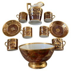 Antique Darte Frères Faux Tortoise and Gilt Partial Coffee Service