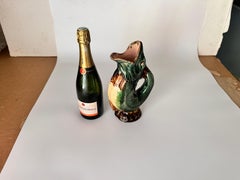 Dartmouth Majolica Gurgling Fish Pitcher Green Brown color England 19th