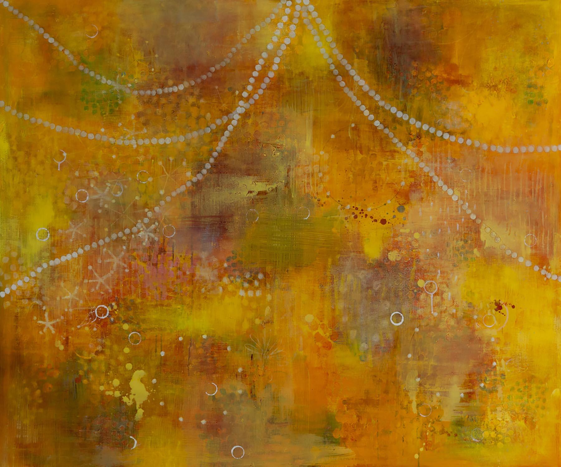 Daru Jung Hyang Kim yellow abstract intricate nature inspired contemporary oil painting For