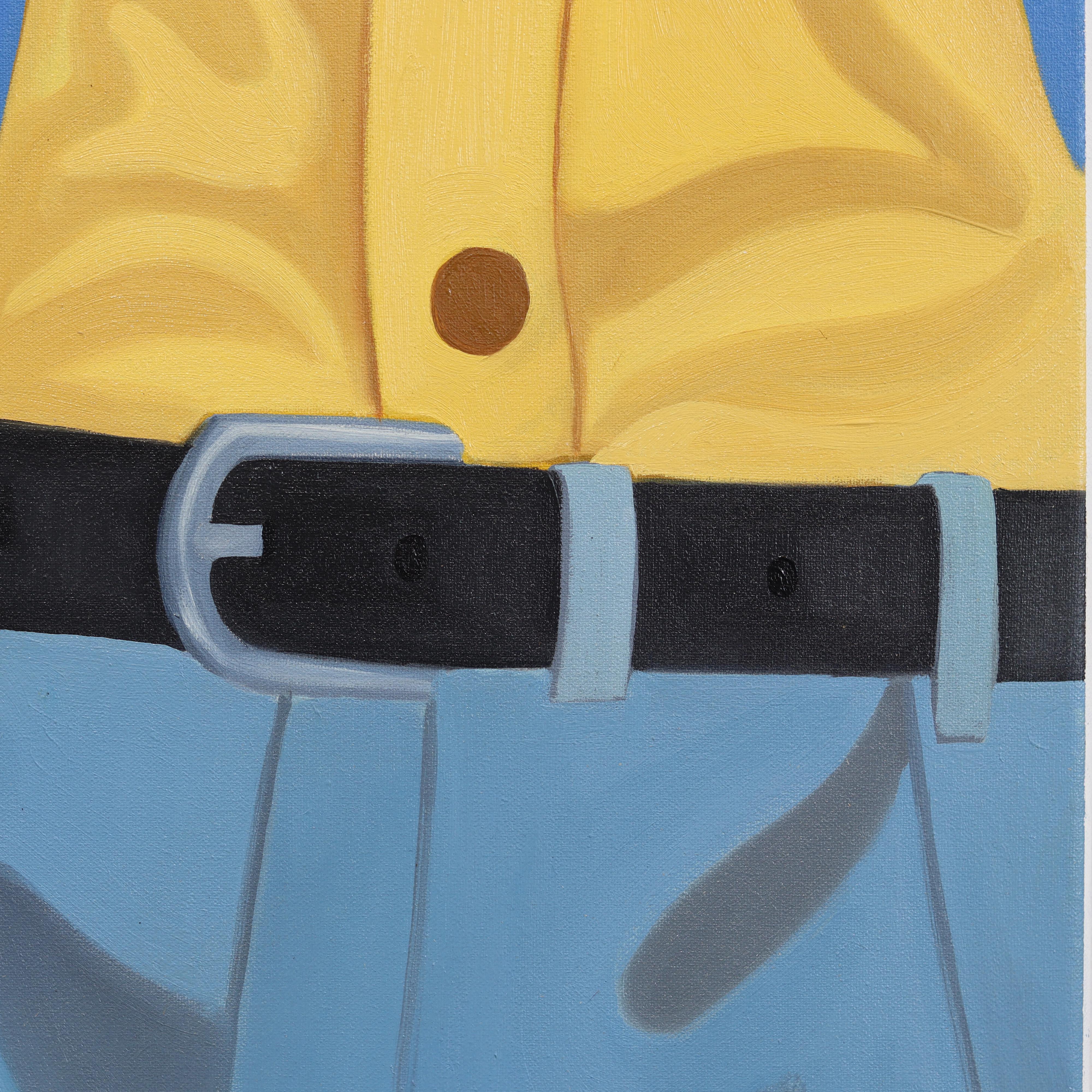 Schwarzer Gürtel - Original farbenfrohes zeitgenössisches figuratives maskulines Modekunstwerk im Angebot 3