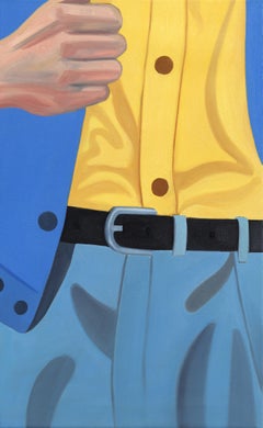Black Belt - Original Colorful Contemporary Figurative Masculine Fashion Artwork (Ceinture noire - Œuvre d'art contemporaine figurative de mode masculine)