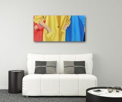 Blue, Yellow, and Salmon - Colorful Contemporary Figurative Fashion Oil Painting