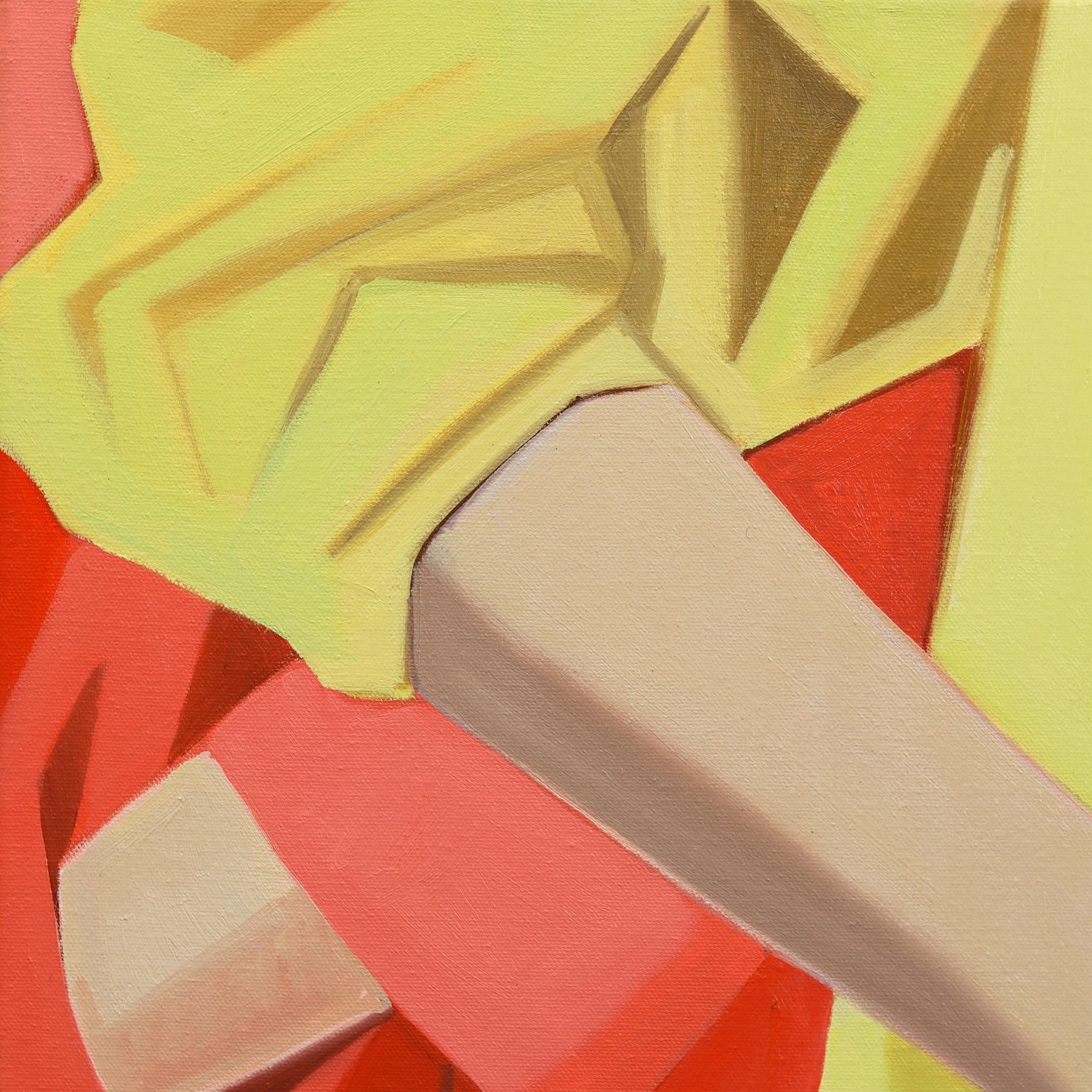 Blau, Gelb und Lachs - farbenfrohes zeitgenössisches figuratives Mode-Ölgemälde (Zeitgenössisch), Painting, von Darwin Estacio Martinez