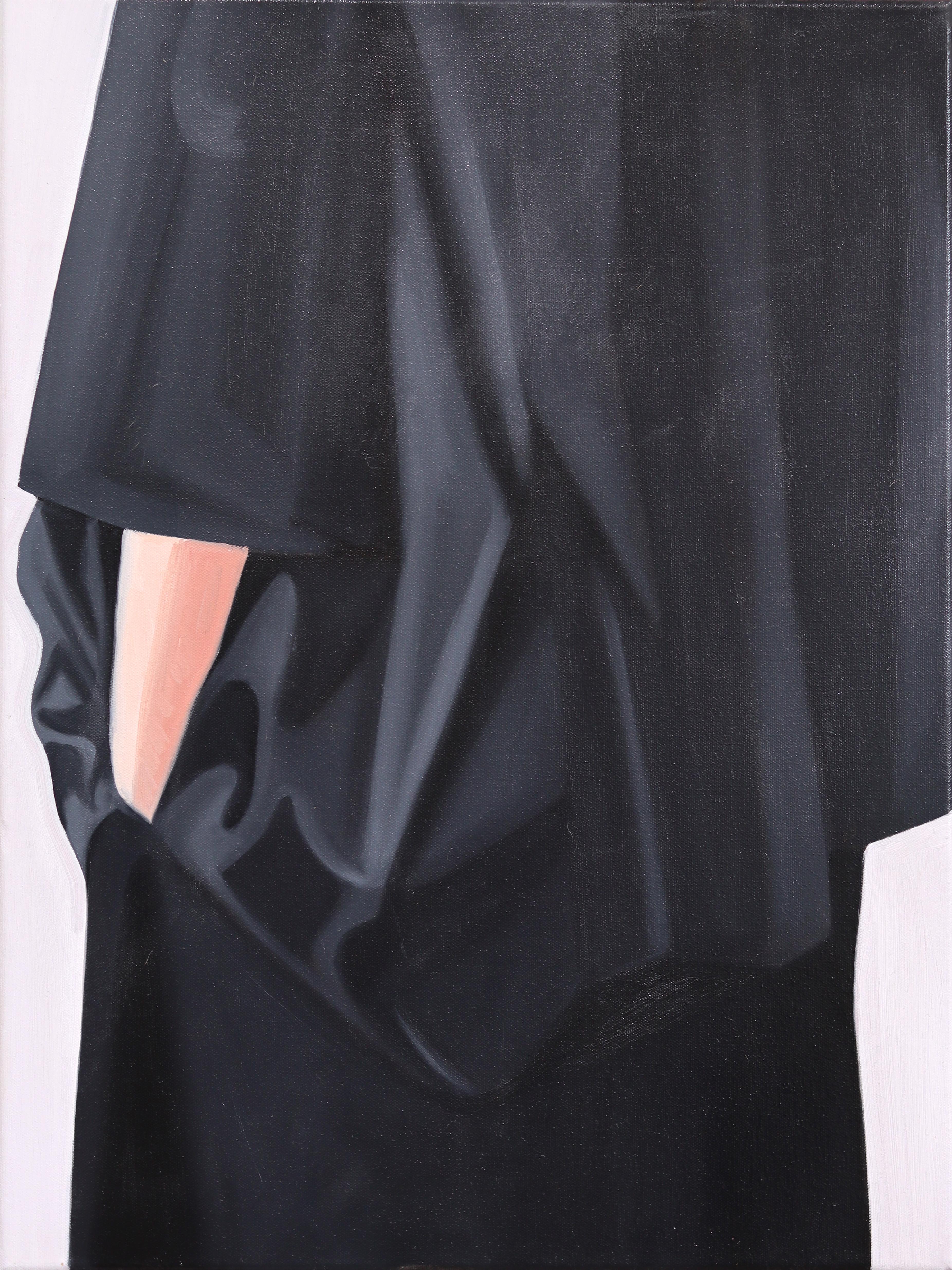 Folds in Black - Original Contemporary Figurative Fashion Inspired Oil Painting