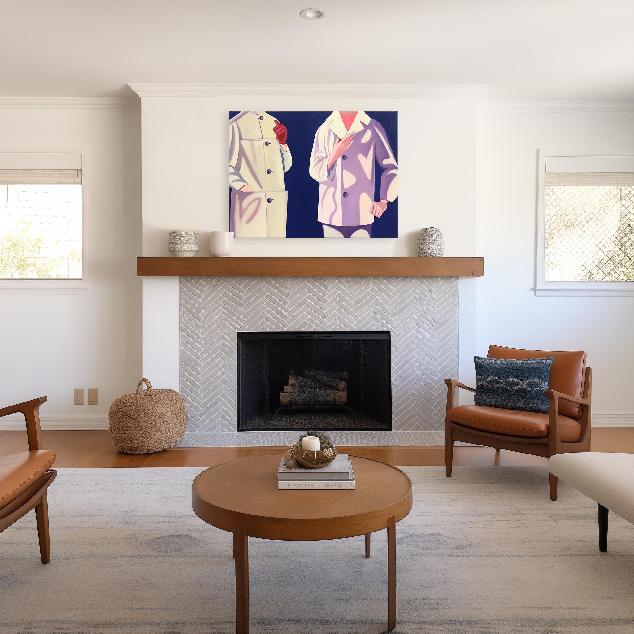Ladies in Waiting - Original Moody Contemporary Abstract Figurative Fashion Art im Angebot 1