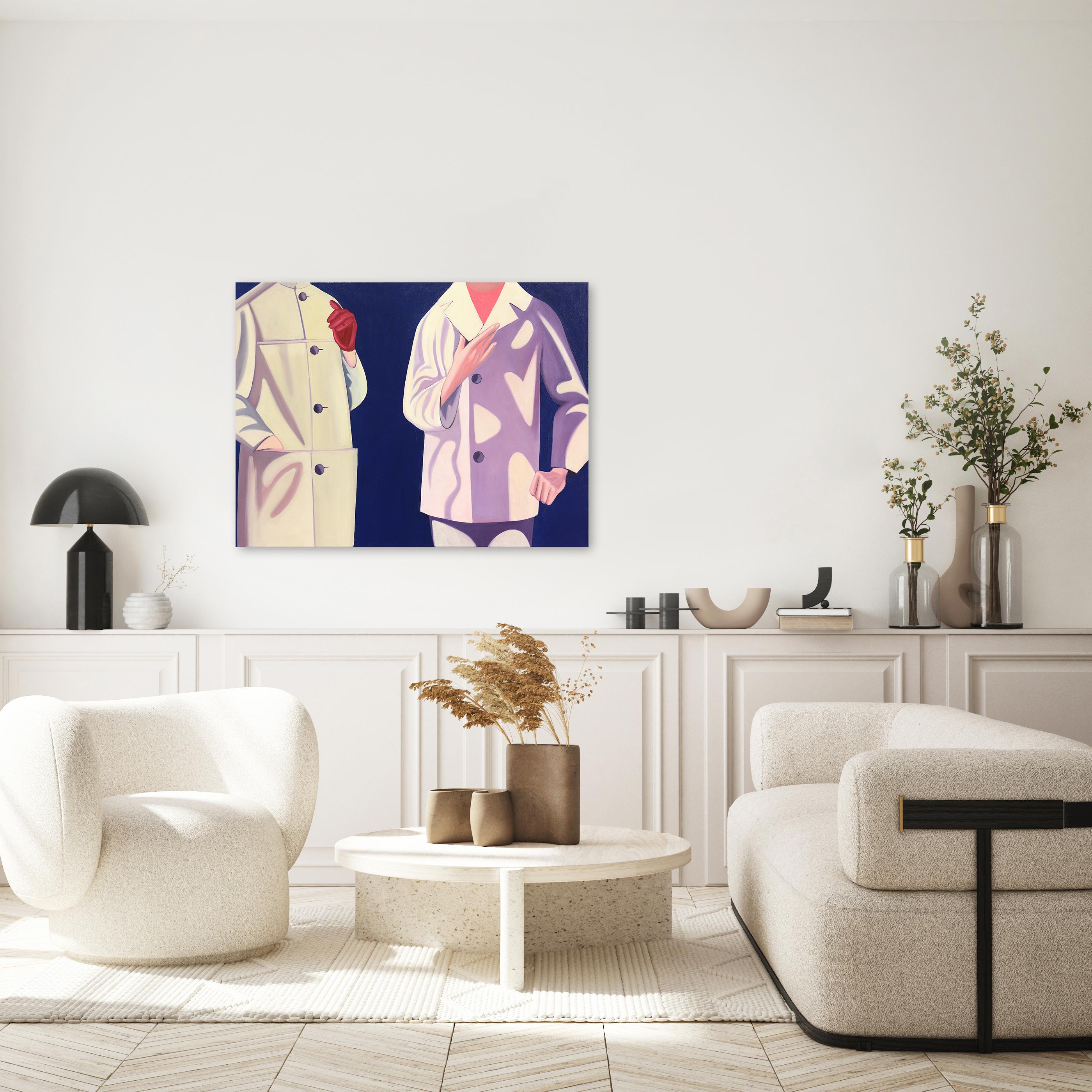 Ladies in Waiting - Original Moody Contemporary Abstract Figurative Fashion Art im Angebot 5