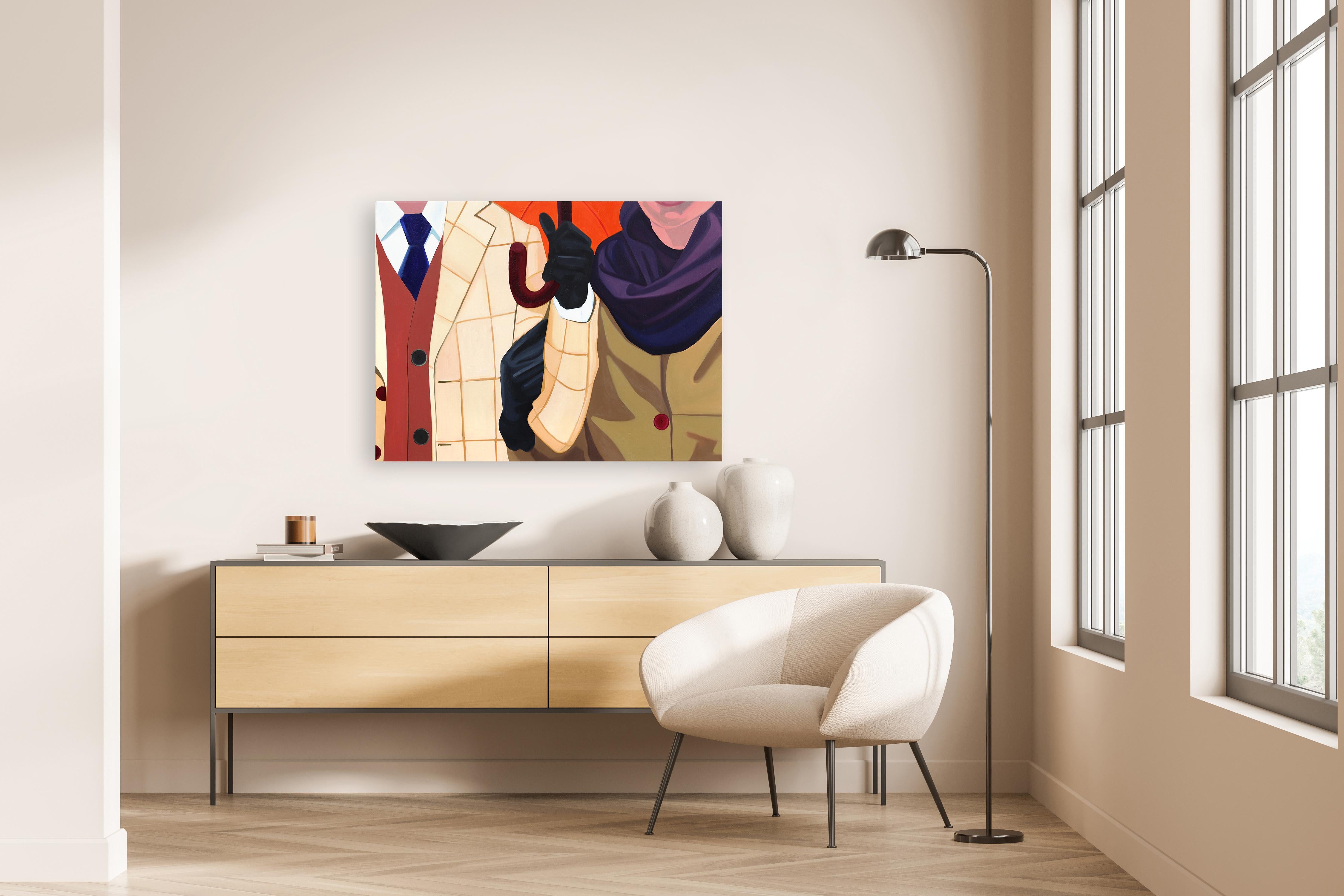 Rainy Day Series - Original Colorful Contemporary Figurative Fashion Artwork - Painting by Darwin Estacio Martinez