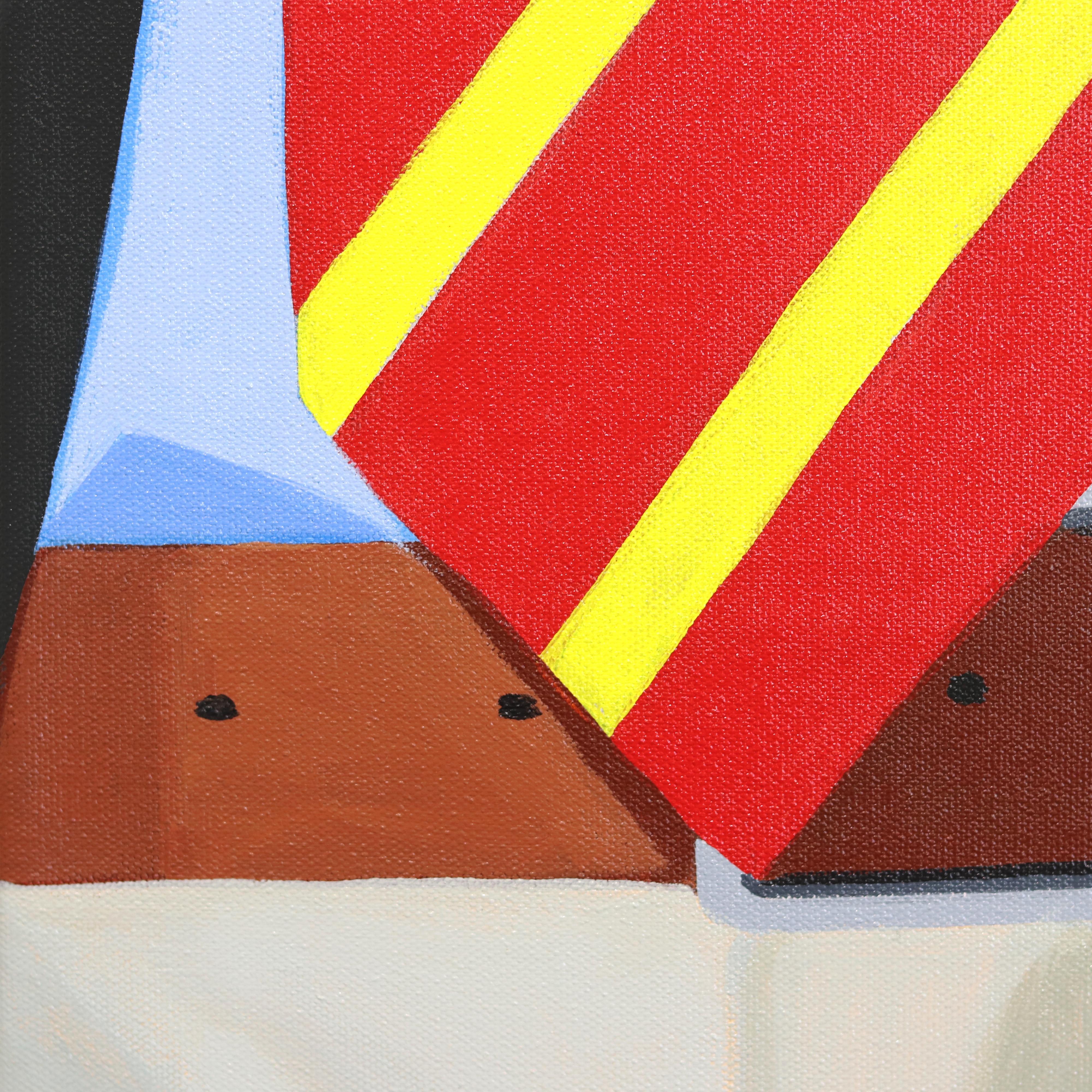 Red and Yellow - Pop Art Minimalist Tie and Belt Original Artwork on Canvas For Sale 5