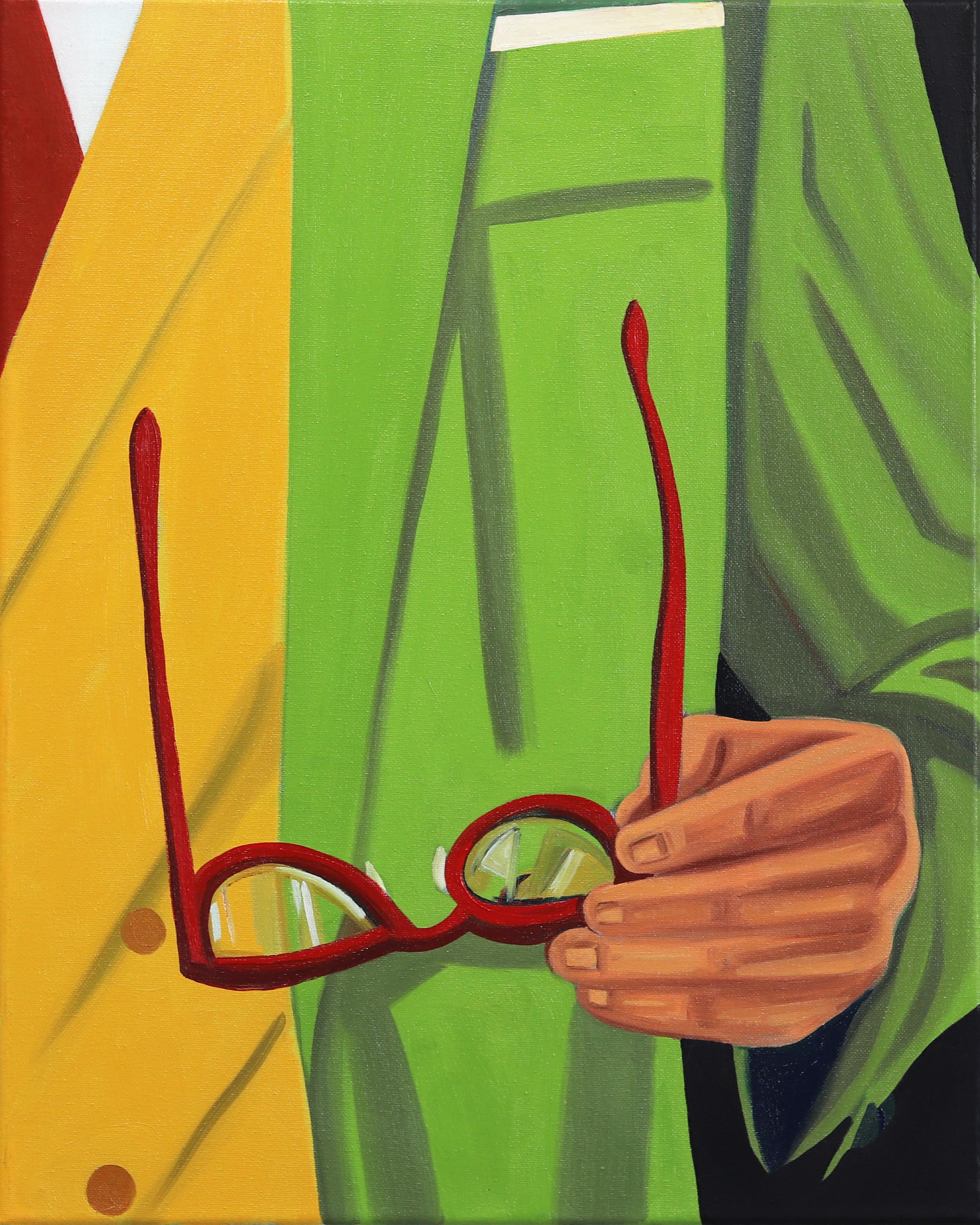 Rote Gläser – Pop Art Minimalistisches figuratives Original-Kunstwerk auf Leinwand