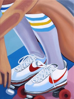 Stripes and Swoosh - Modern Figurative Nike Roller Skate Inspired Oil Painting