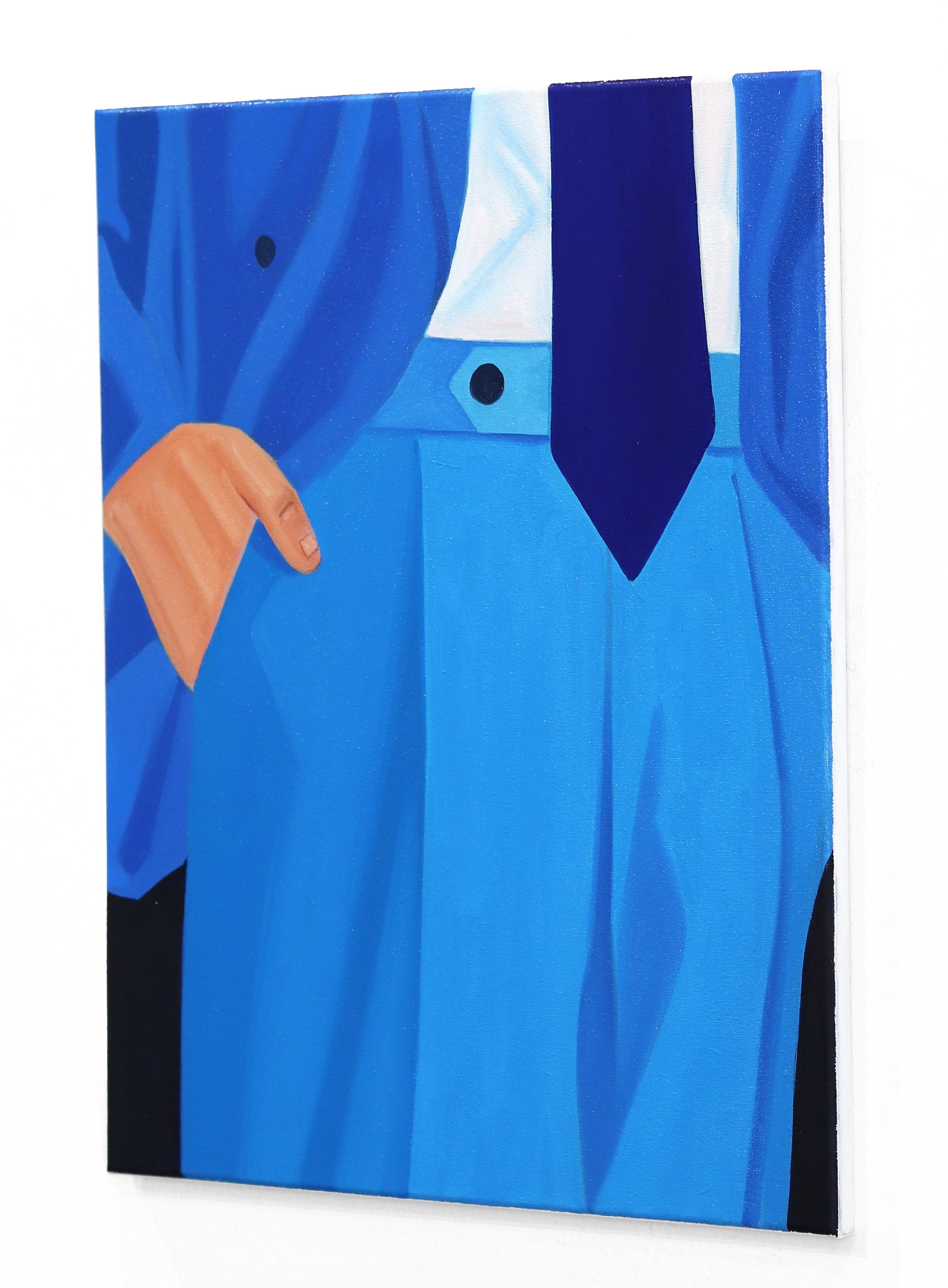 The Man in Blue - Pop Art Minimalist Figurative Original Artwork on Canvas For Sale 3