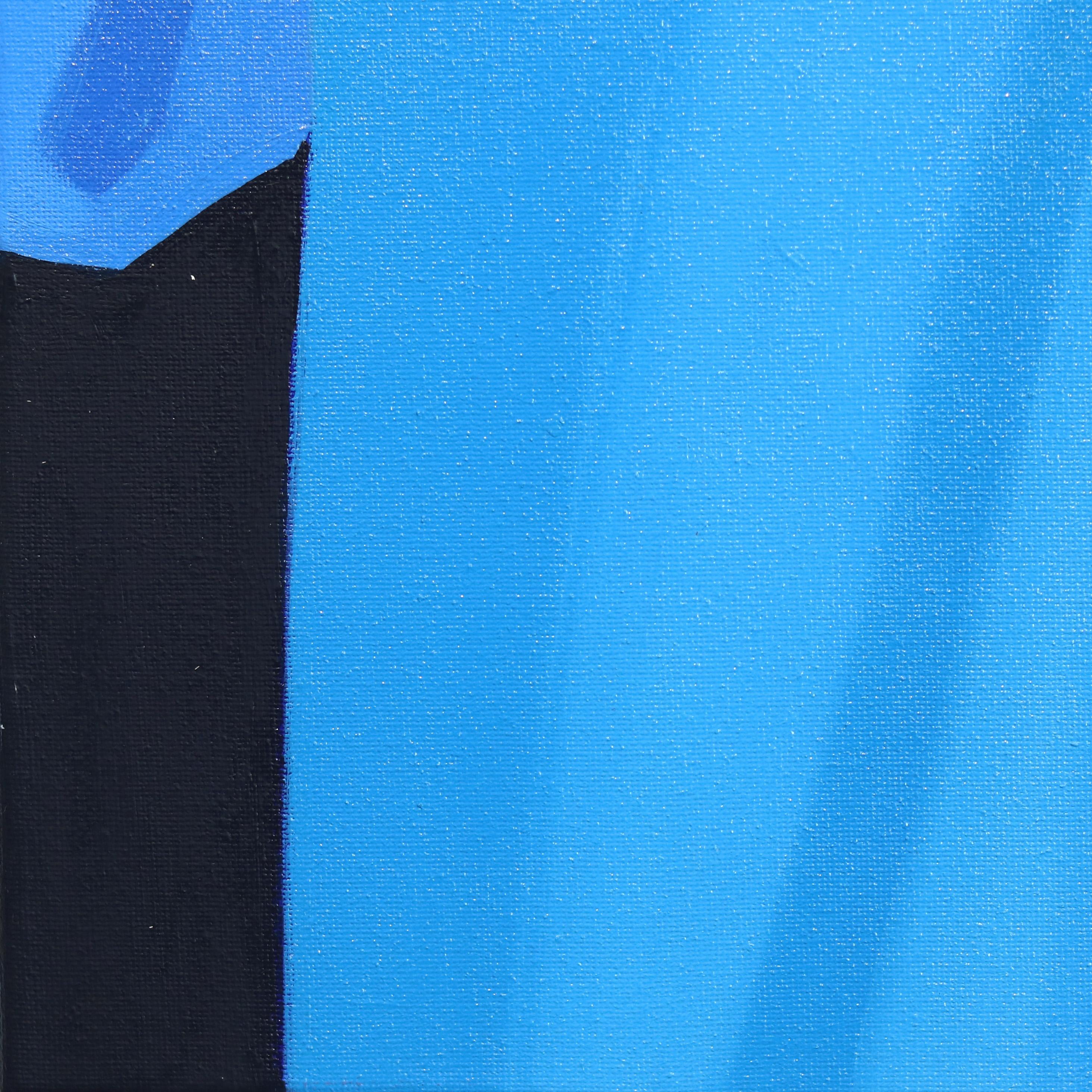 The Man in Blue - Figuratif Pop Art minimaliste original sur toile en vente 6