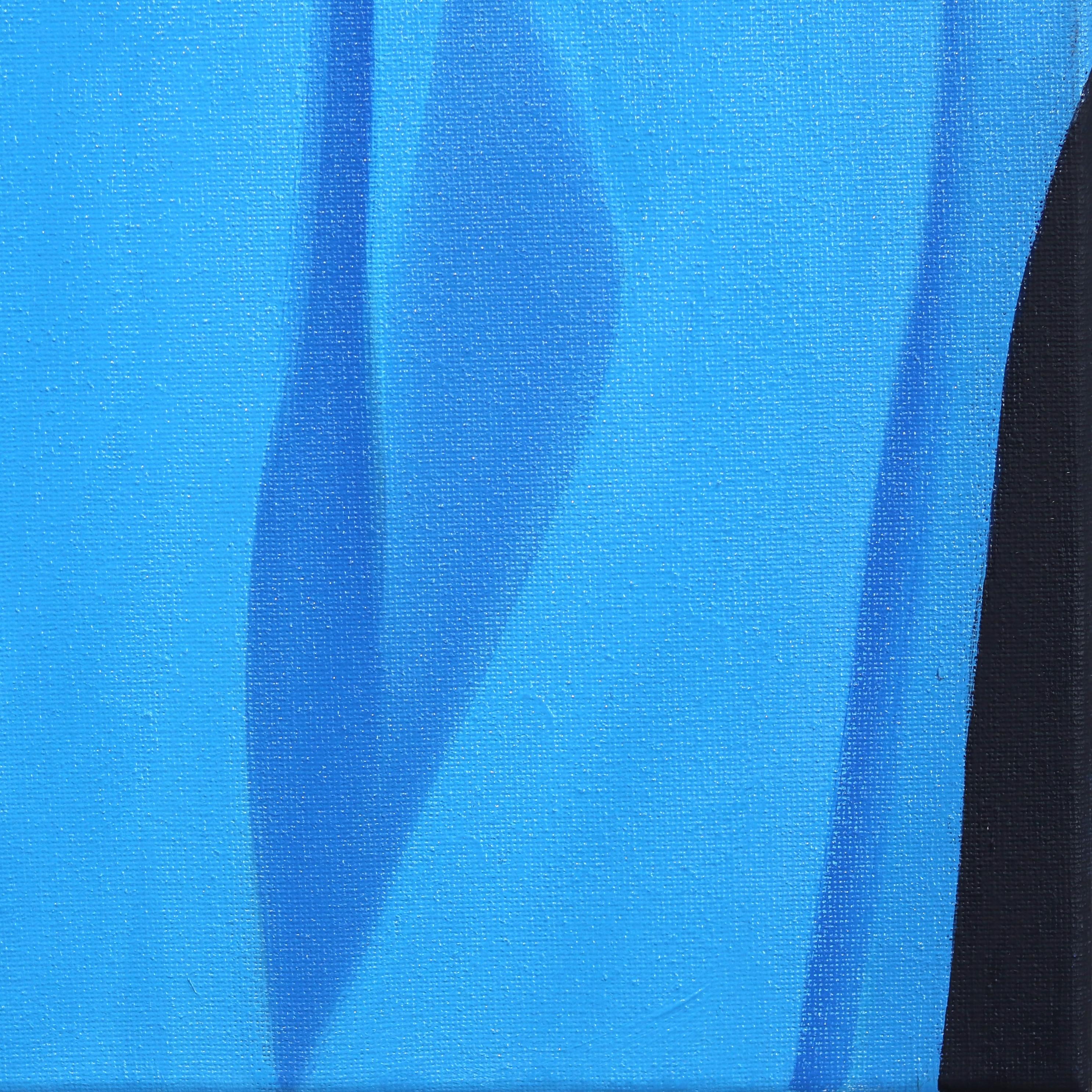 The Man in Blue - Figuratif Pop Art minimaliste original sur toile en vente 7