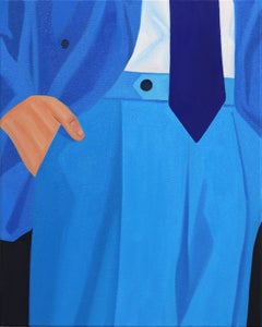 The Man in Blue - Figuratif Pop Art minimaliste original sur toile
