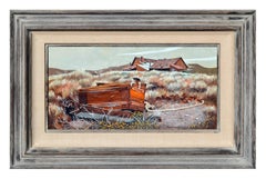 El viejo baúl, Bodie - Pintura de paisaje al temple de huevo, firmada, 1972