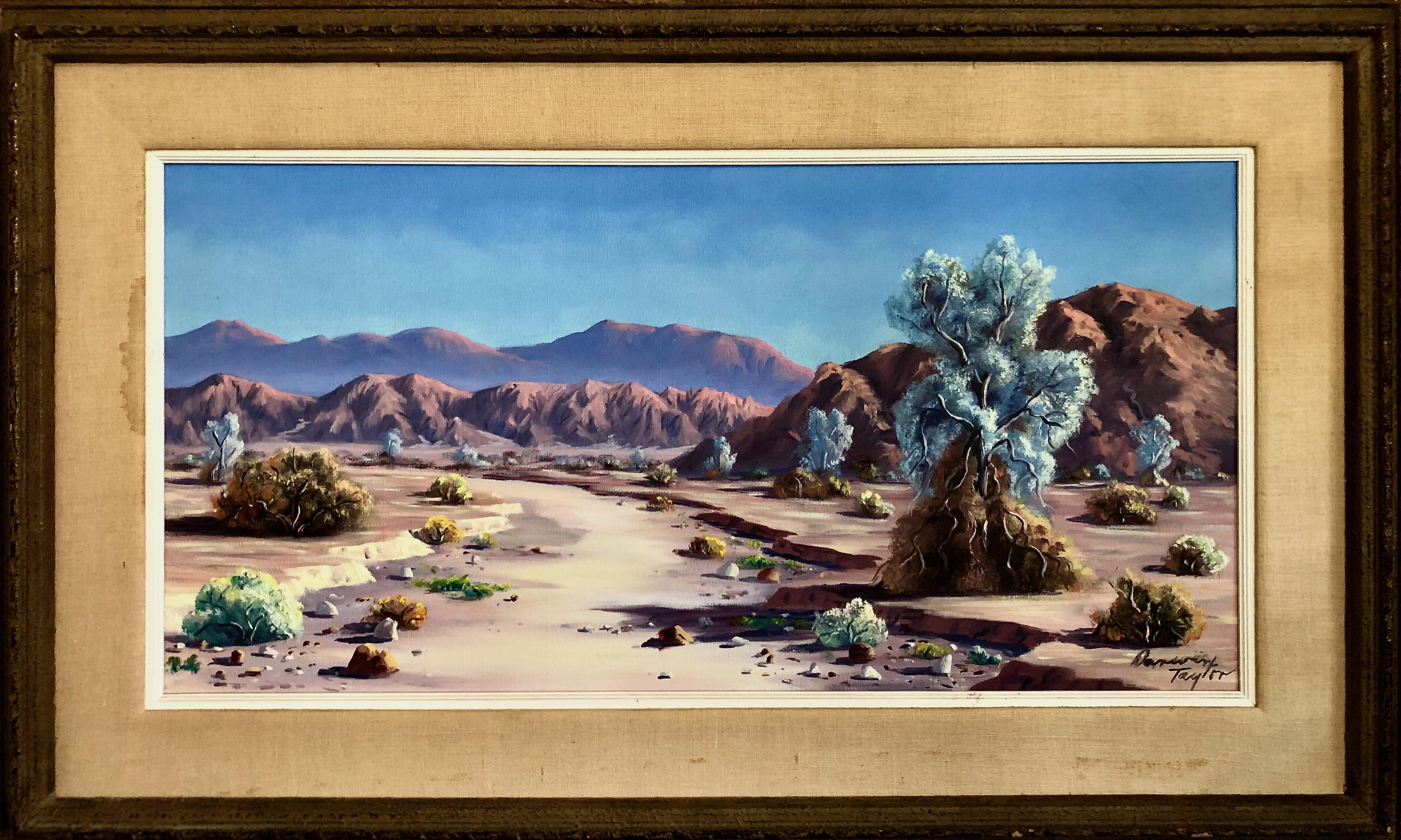 Landscape Painting Darwin Y. Taylor - Paysage désertique avec arbres à fumée