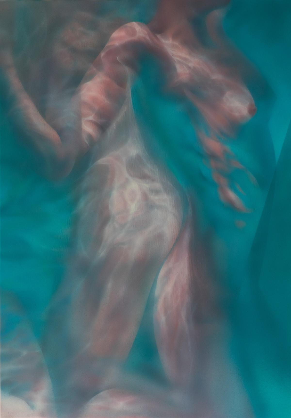 Darya Hancharova Nude Painting – Selves 5. Realistisches Acrylgemälde, figurativ, Unterwasser, junger Künstler