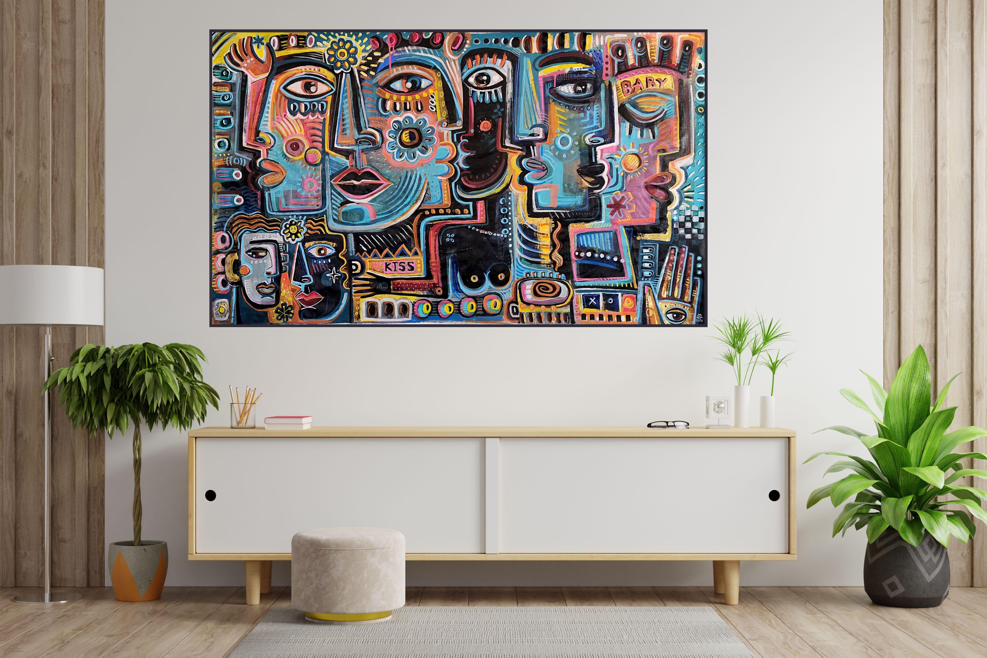 CONNECTION - Neo-Expressionist Painting by Darya Kusto