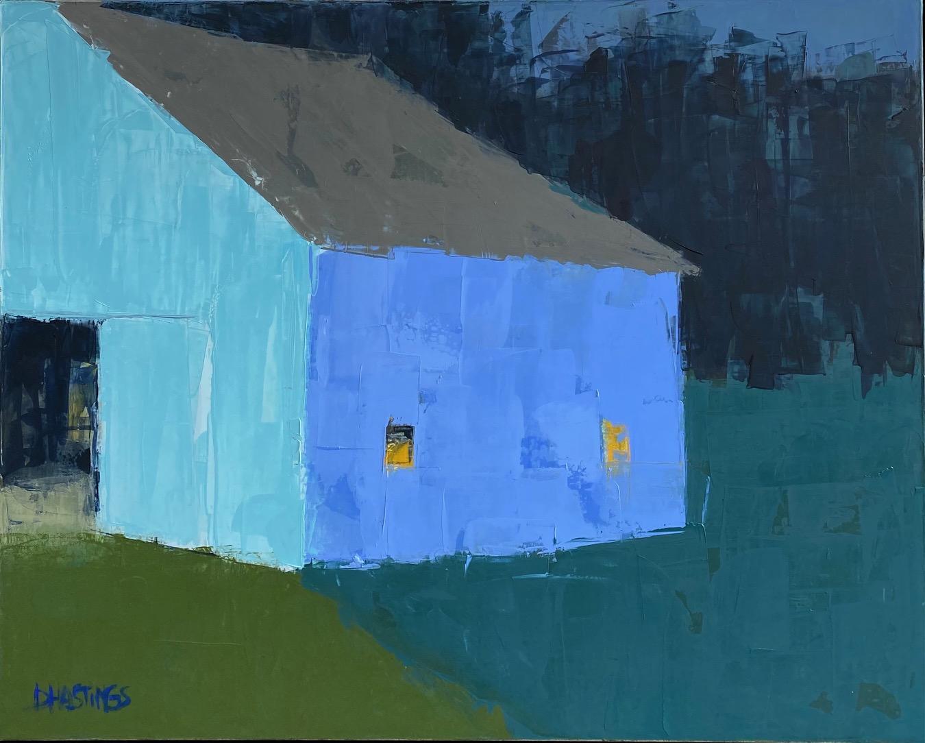 Homestead Exchange, original 24X30 abstract expressionist landscape - Painting by Daryl Hastings