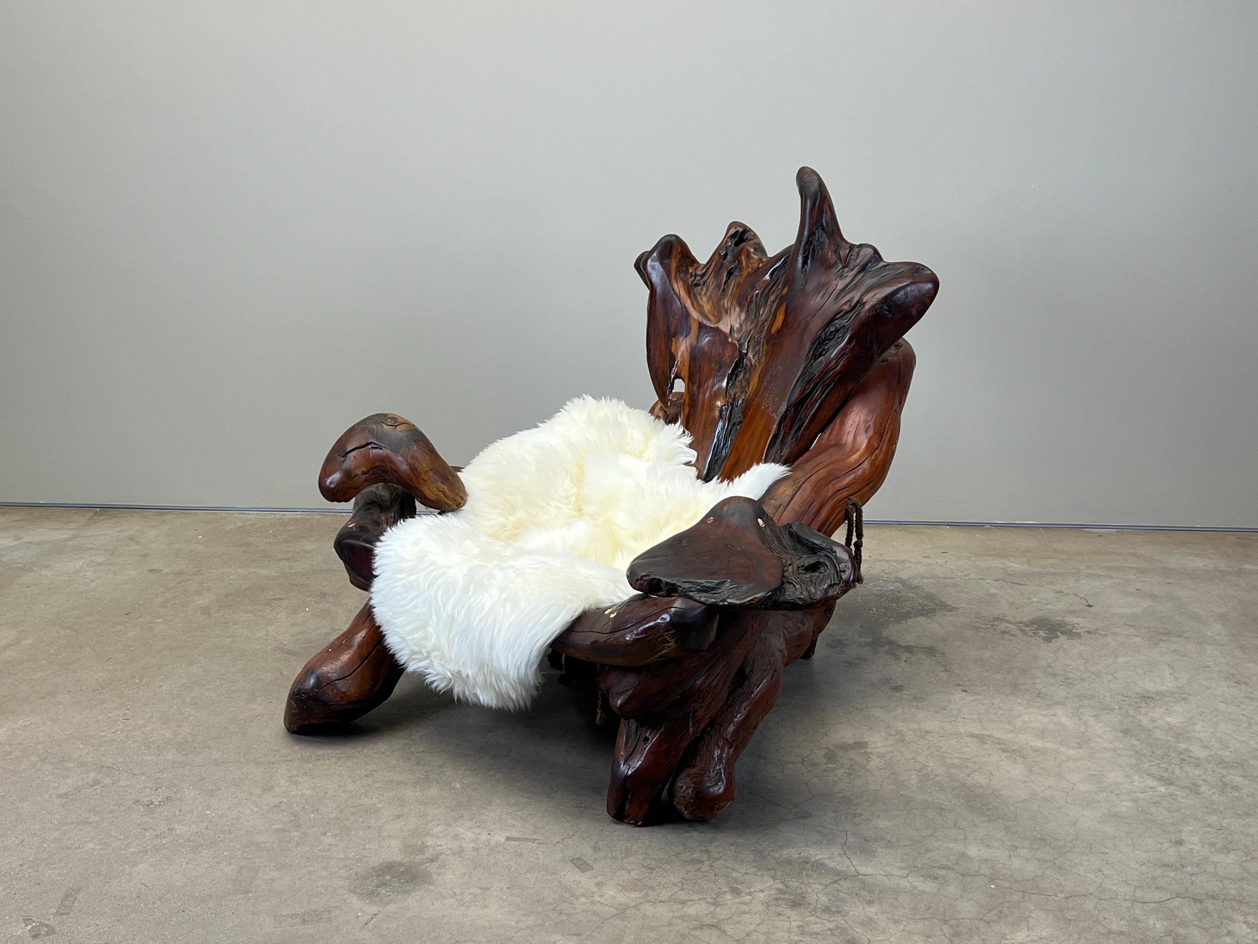 Late 20th Century Daryl Stokes Redwood Burl Lounge Chair For Sale