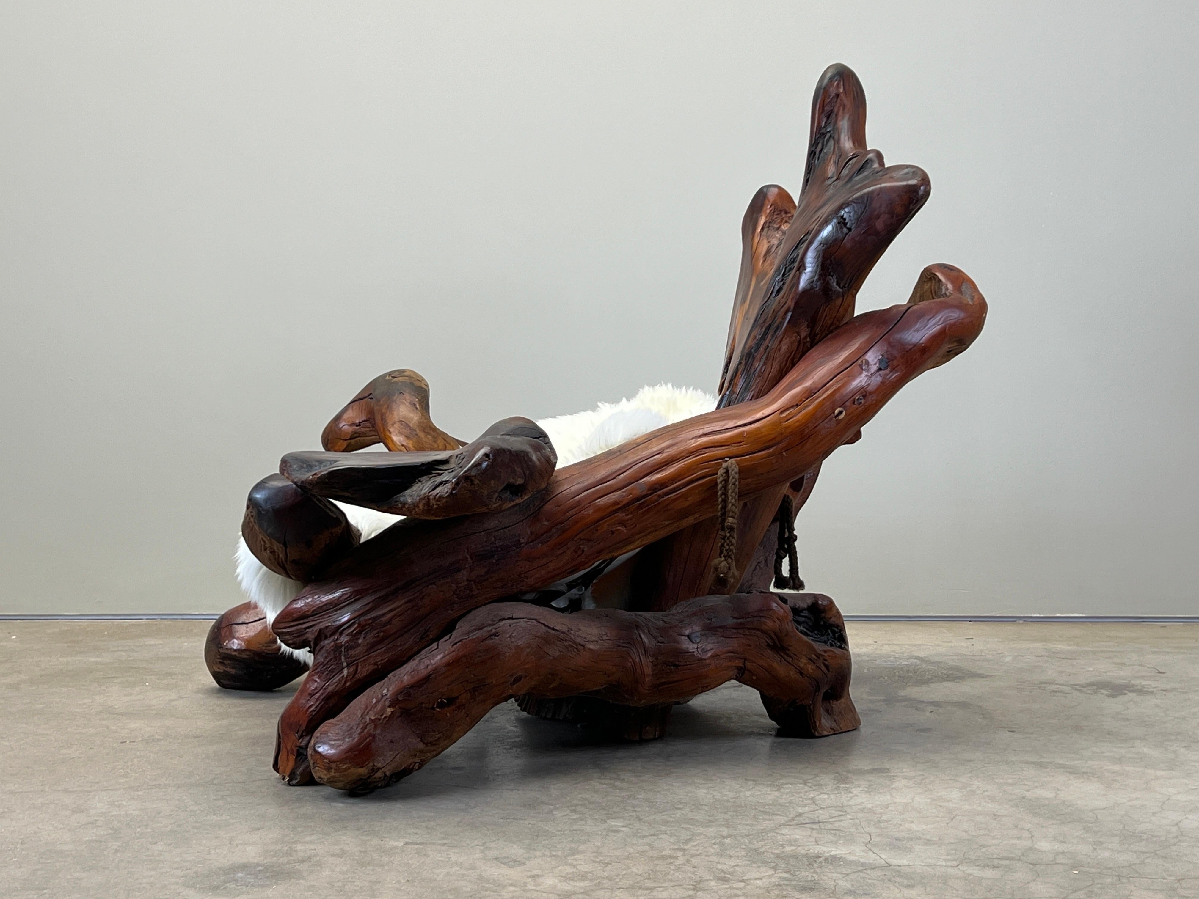 Daryl Stokes Redwood Burl Lounge Chair For Sale 4