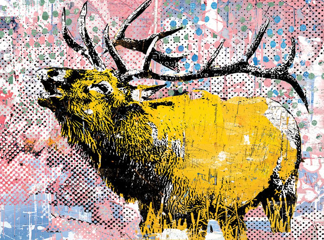 Contemporary Elk - Mixed Media Art by Daryl Thetford 