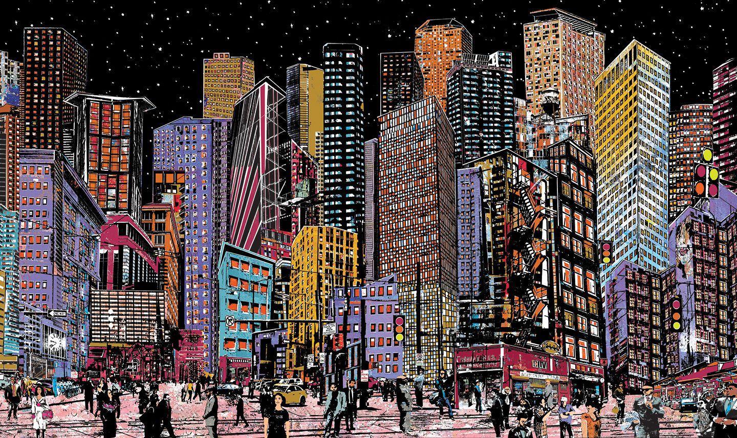 New City 2 - Mixed Media Art by Daryl Thetford 