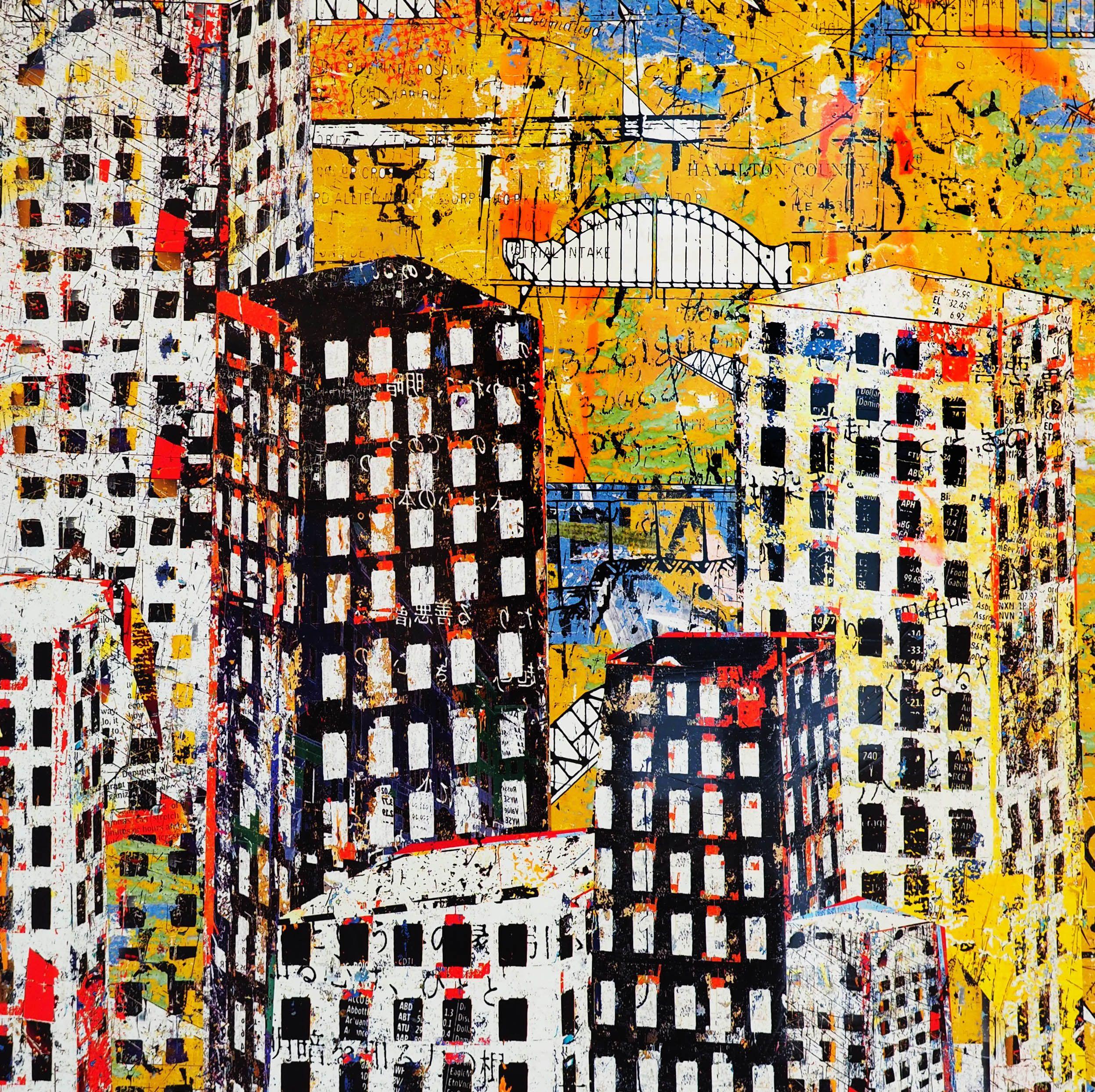 Small City - Yellow - Mixed Media Art by Daryl Thetford 