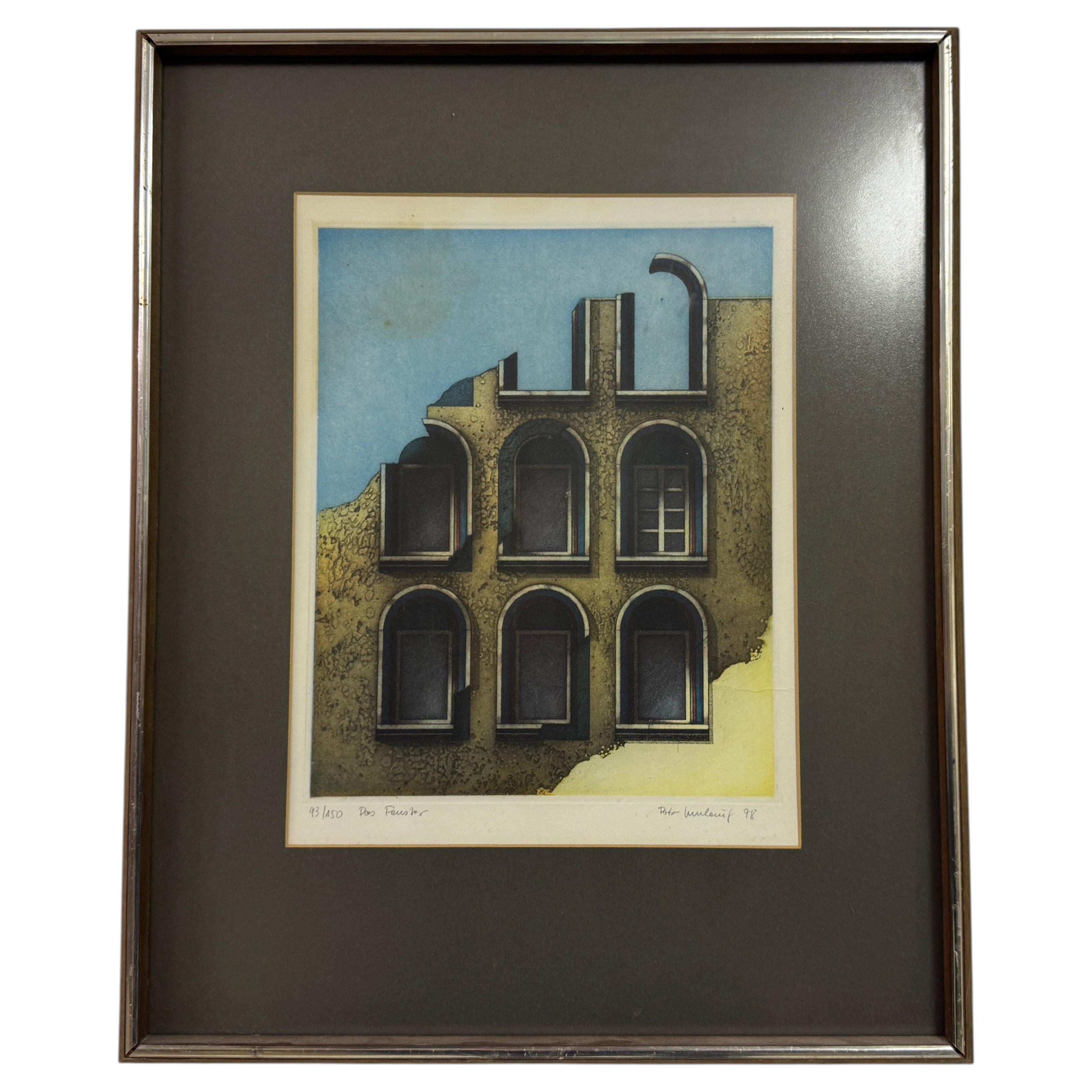 "Das Fenster" (The Window) Print, By Peter Umlauf (Czech, B. 1940), 1978 For Sale
