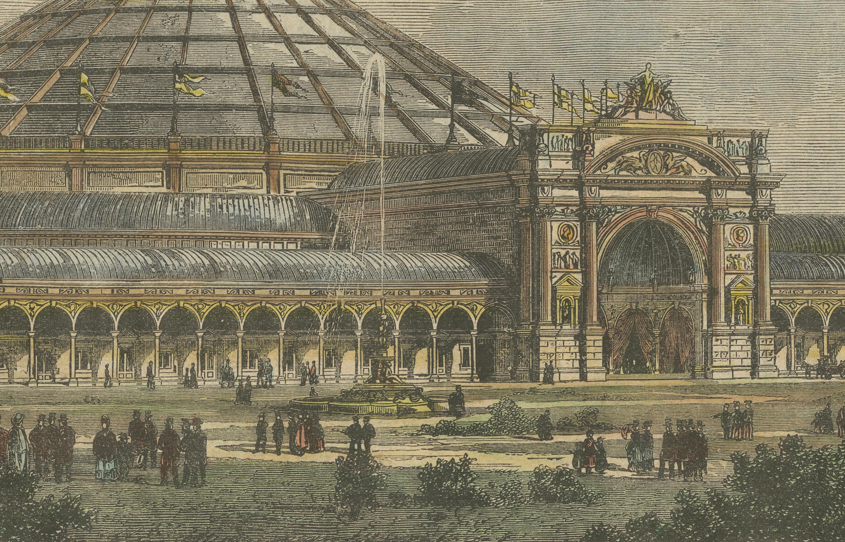 Gravé Das Weltausstellungsgebäude in Wien - Le hall d'exposition de Vienne, 1873 en vente