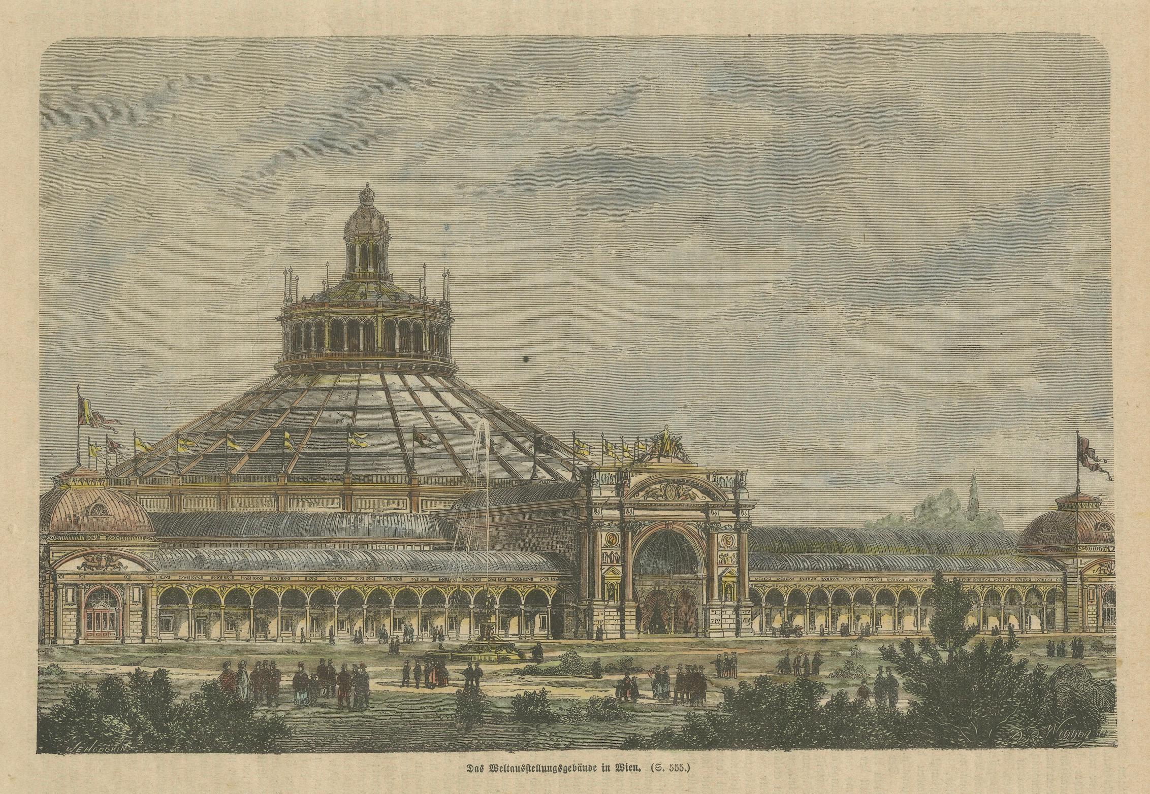 Fin du XIXe siècle Das Weltausstellungsgebäude in Wien - Le hall d'exposition de Vienne, 1873 en vente